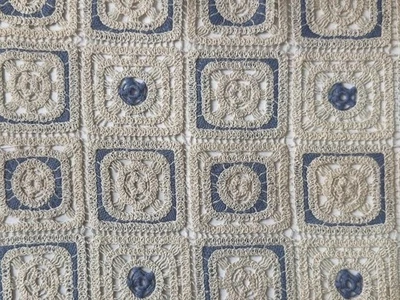 Material de tela de ganchillo 100 % algodón CUADRADOS DENIM Foto 1 de 4