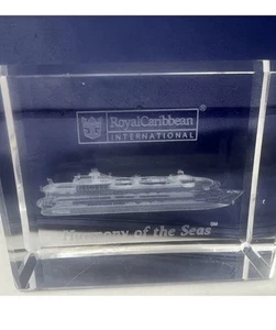 Royal Caribbean "Harmony of the Seas" Laser Etched Clear Glass Block Paperweight - Picture 1 of 2