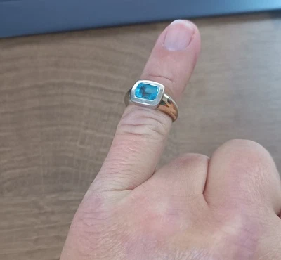 Einfacher Gold Ring mit Aquamarin   Gelb u. Weiß Gold 333 - Bild 1 von 4