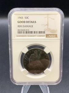 NGC 1865 Seated Liberty Half 50c Good Details Error Holder 1965 Date - Bild 1 von 4