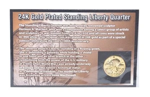 First Commemorative Mint 24K Gold Plated Standing Liberty Quarter 1916 to 1930 - Picture 1 of 2
