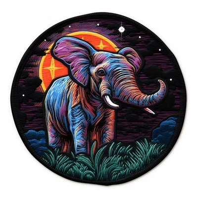 ATHENA BRANDS Elephant Patch Iron-on Applique Wild Animal Badge, Zoo Africa Stars Decorative