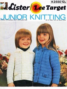 ~ Vintage 1970s Knitting Pattern For Child's Double-Breasted Jacket ~ 22" ~ 26" - Picture 1 of 1