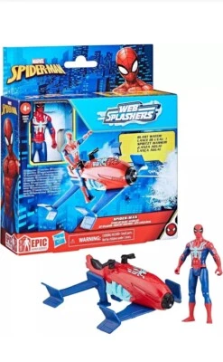Marvel Epic Hero Series Web Splashers Spider-Man Hydro Jet Blast, 4 pulgadas...  Foto 1 de 4