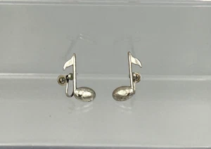 Vintage Beau Sterling Silver Music Eighth Note Screw Back Earrings - Picture 1 of 5