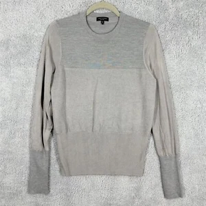 Rag & Bone Women's Marissa Crew Neck Mixed Media Sweater Size L Gray Merino Wool - Picture 1 of 10