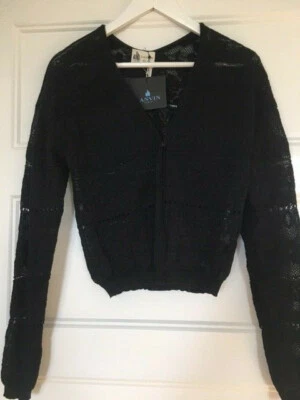 全新带标签 Lanvin Maille 棉黑色针织开衫,尺寸 S,意大利 — 第 1/4 张图片