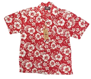 Camicia surf ORSO taglia large uomo rosso hawaiano bianco floreale Kona Aloha Camp Hawaii - Foto 1 di 12