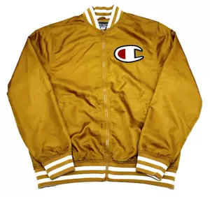 Champion Satin Bomber Baseball Jacket Gold Classic Street Style Size L - Picture 1 of 10