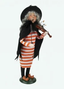2021 Byers Choice Kleid Hexe mit Violine orange & weiß gestreift Halloween - Bild 1 von 5
