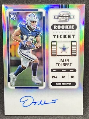 JALEN TOLBERT 2022 PANINI CONTENDERS OPTIC ROOKIE RC TICKET PRIZM ON CARD AUTO - Image 1 of 2