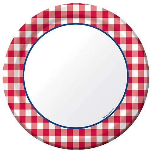 Gingham Fun BBQ Cookout Picnic Summer Theme Party 9" Paper Dinner Plates - Image 1 of 1