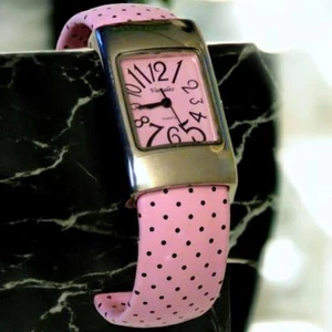 Varsales Women's Pink & Black Polka Dot Cuff Watch with Battery - Picture 1 of 4