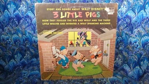 Disneyland Records Walt Disney's 3 LITTLE PIGS LP 60s SPANKING MACHINE FOR WOLF - Picture 1 of 4