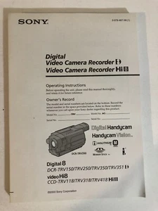 Sony Digital Recorder Instruction Manual Only Hi-8 Digital 8 dcr-trv150 - Picture 1 of 3