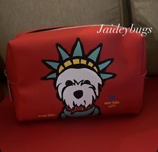 Marc Tetro Westie New York City NYC Red Cosmetic Bag Makeup Pouch NEW