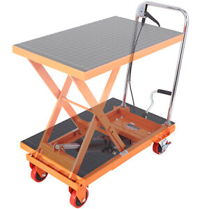 VEVOR Hydraulic Lift Table Cart 500 lbs Manual Scissor Lift Table 28.5" Orange