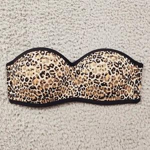 VICTORIAS SECRET PINK Bra Womens Small Brown Lace Bandeau Animal Print Molded - Picture 1 of 10