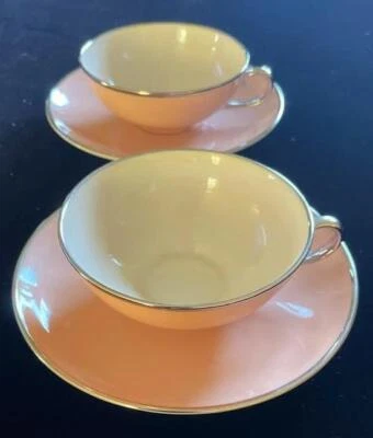 VINTAGE 1952-60 FRANCISCAN MAGNOLIA 2 CUPS & SAUCERS GLADDING McBEAN USA - Image 1 of 4
