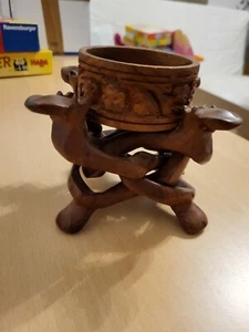 Deko Ständer Schale Kamelform Holz Handgeschnitzt zusammenklappbar Kamel Kerze - Bild 1 von 8