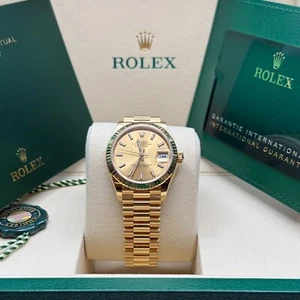 Rolex Datejust 31 2025 Champagne Stick Dial Fluted Bezel Yellow Gold President - Picture 1 of 8
