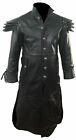 MENS GENUINE LEATHER STEAMPUNK GOTHIC MATRIX STYLE TRENCH COAT