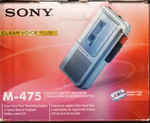 Sony M-475 micro cassette recorder; opened; used; with box. PARTS ONLY - Picture 1 of 8