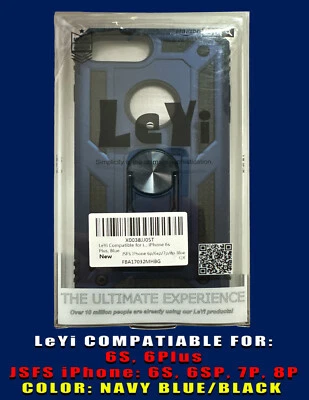 LeYi iPHONE 6/6s/7/8 Phone Case~NAVY BLUE/BLACK ~Military Grade Protection - Image 1 of 3