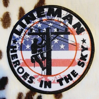 Hat Patch Lineman Flag Sublimation DYI Fabric Patch Glue Iron On Sew - Image 1 of 4