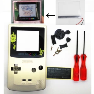 Frontlit Frontlight +Gold Housing Shell kit for Nintendo Game Boy Color GBC Case - Picture 1 of 10