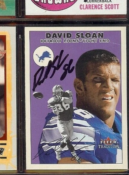 DAVID SLOAN Detroit Lions - New Mexico 2000 Fleer SIGNED / AUTOGRAPH Card  - Image 1 of 1