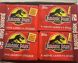 (1) Topps Jurassic Park Wax Pack 1992 carte film + adesivo NUOVO sigillato - Foto 1 di 3