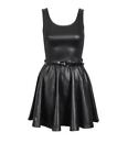 New Womens Ladies Wet Look Pu Pvc Flared Belted Skater Party Dress Plus Siz 8-26