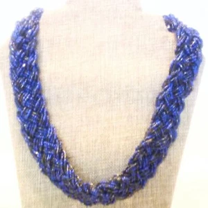 Vintage Purple Seed Bead Braided Necklace - Picture 1 of 5