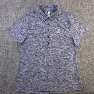 Under Armour Atlanta Braves Polo Womens Large Blue Heathered Short Sleeve - Image 1 of 4