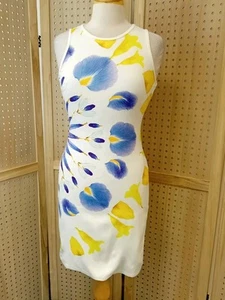 Desigual Floral Jersey Mini Summer Dress Bodycon Pressed Flowers Size 12 BNWT H1 - Picture 1 of 6