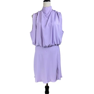 Amanda Uprichard XL lila Blouson ärmellos Neckholder elastischer Bund Kleid - Bild 1 von 10
