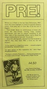 Pre! by Tom Jordan magazine insert card ad Steve Prefontaine - Picture 1 of 3