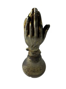 Vintage Metal Bell Gold Color Small 3 1/2 In high praying hands Used Free Shipp. - Picture 1 of 6