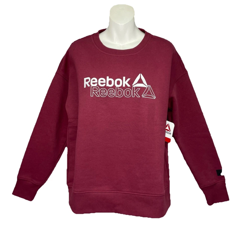 Reebok Womens After Class Crewneck Sweatshirt Raspberry Fudge Small
