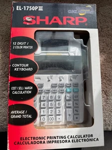 NEW Sharp EL-1750P III Printing Calculator 2 Color 12 Digit Calendar & Clock - Picture 1 of 8