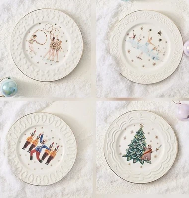 Anthropologie~Ballet de la Ciudad de Nueva York~Platos Cascanueces~ Juego de 4~NUEVO EN CAJA~AGOTADO~🩰 Foto 1 de 4