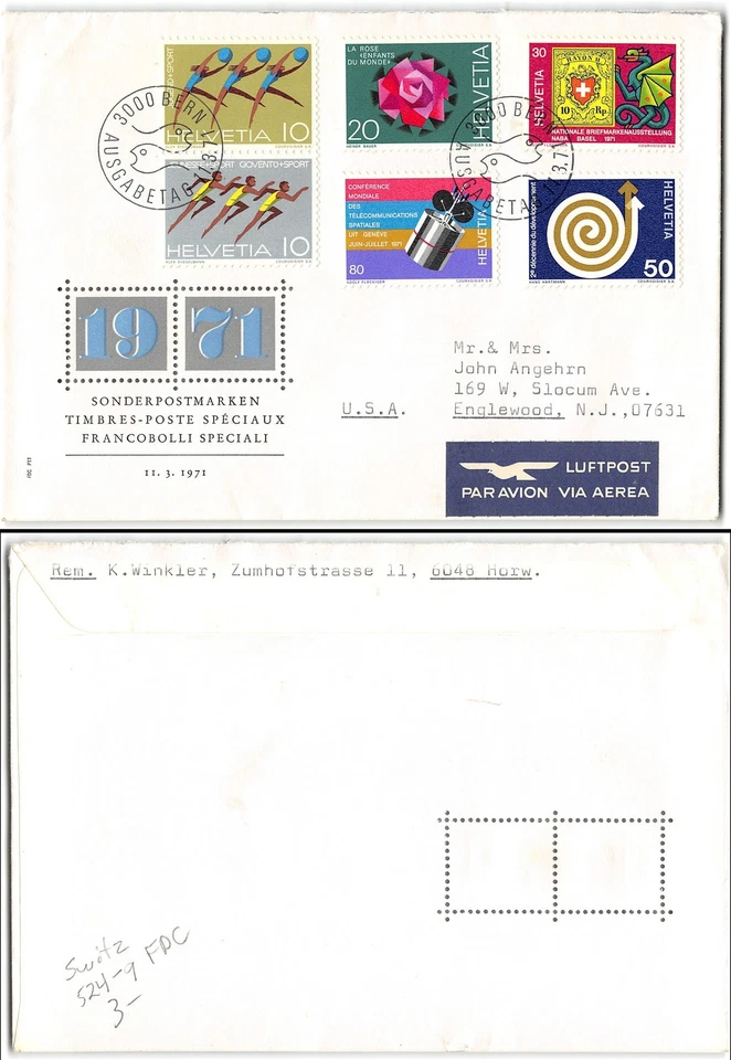 Switzerland #524-9 FDC, 1971 - Image 1 of 1