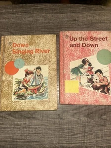 2 Vintage Betts Basic Readers Up Down Street/Down Singing River TEACHERS 1963 - Imagen 1 de 7
