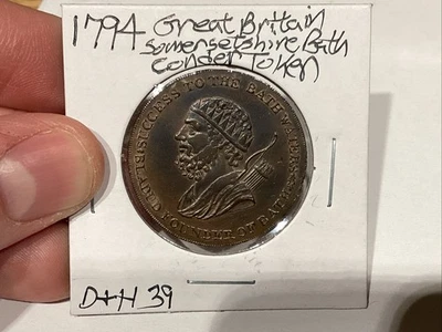1794 SOMERSETSHIRE Bath HALFPENNY CONDER TOKEN F. HEATH D+H 39 UNC - Image 1 of 4