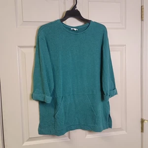 Pure Jill Damen Pullover Sweatshirt Größe M Grün Bündchen Ärmel Taschen - Bild 1 von 4