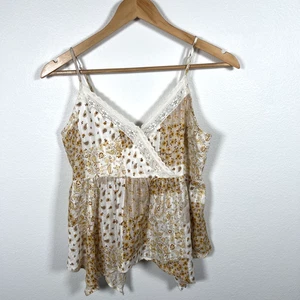 American Eagle Y2K Babydoll Hanky Hem Tank Top Lace Patchwork Festival Fairy - Picture 1 of 13