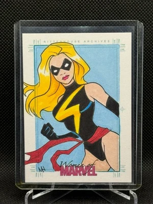 2013 Women of Marvel Series 2 SketchaFEX Sketch Card Matt Hebb Carol Danvers 1/1 - Image 1 of 2