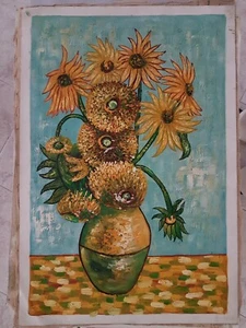 QUADRO DIPINTO A MANO OLIO SU TELA FALSO D'AUTORE VAN GOGH PAINTING 60X90 CM - Foto 1 di 35