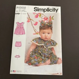 Simplicity Sewing Pattern R12032 A XXS-L Babies Baby Girl Dress Panty & Headband - Picture 1 of 7